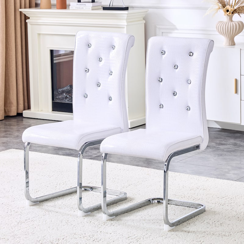 Set of 2 Dining Chair White Side Chair Kitchen Chair Leisure Chair Lounge Chair Office Chair Armless Chair - White