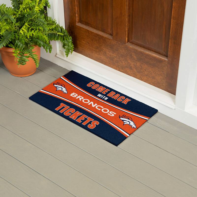 Denver Broncos 28 in. x 16 in. PVC "Come Back With Tickets" Trapper Door Mat