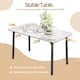 Minimalist Dining Table with Rectangular Sintered Stone and Tempered Glass Tabletop, Big Robust Aluminum Legs
