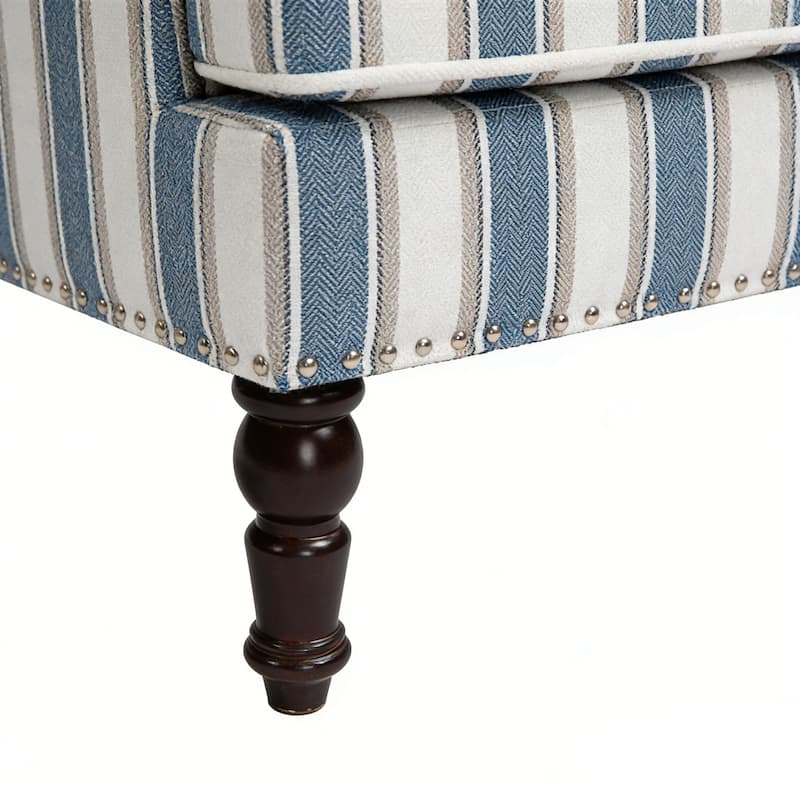 Modern Upholstered Striped Accent Chairs with Arms and High Back