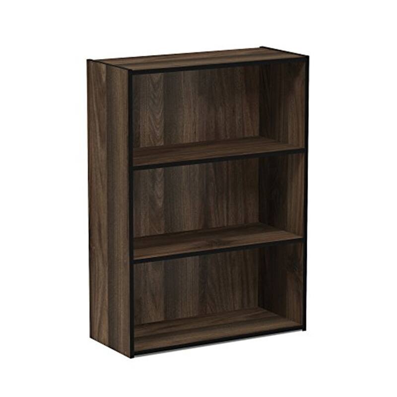31.5 in. Tall Walnut Wood 3-Shelf Bookcase