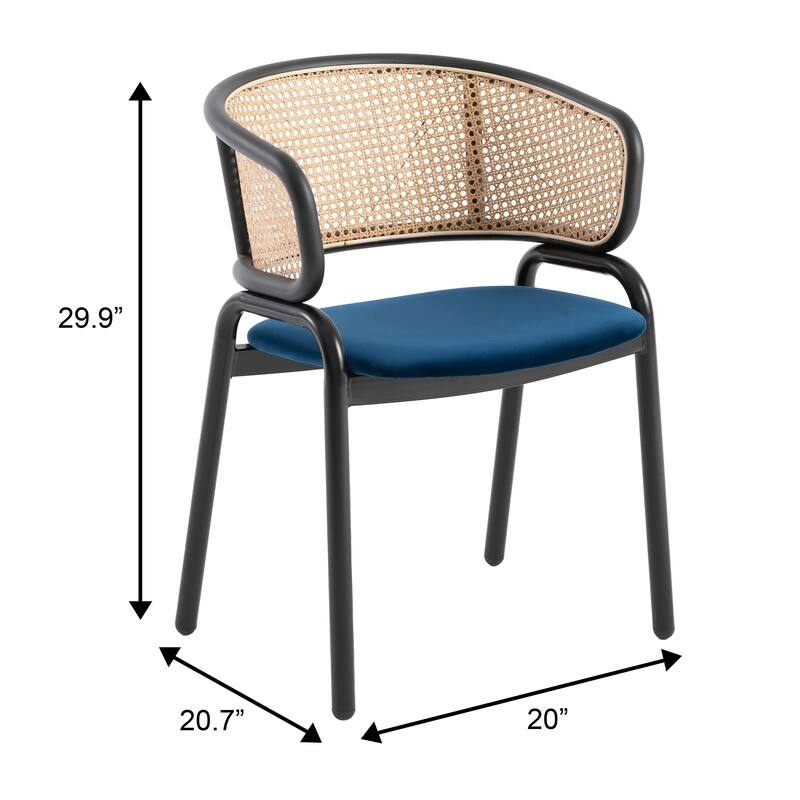 Ervilla Modern Mid Century Velvet Upholstered Dining Chair with Wicker Back Armchair for Dining Room and Kitchen (Set of 4)