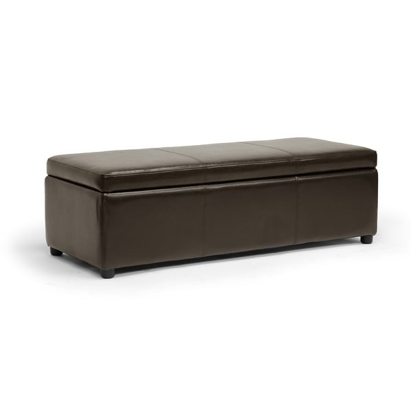 Aaron Dark Brown Modern Storage Ottoman w/Polyurethane-Coat Leather