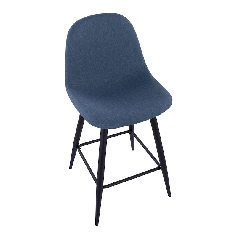 Lumisource Counter Stool in Black Metal and Blue Fabric, Set of 2 - 20"Lx17.25"Wx34.75"H