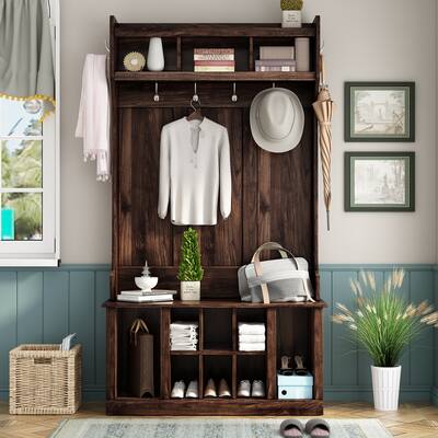 39.4Inch Hall Tree with 6 Hooks for Entrance