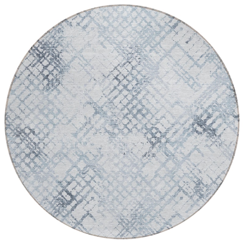 Machine Washable Indoor/ Outdoor Chantille Distressed Trellis Rug
