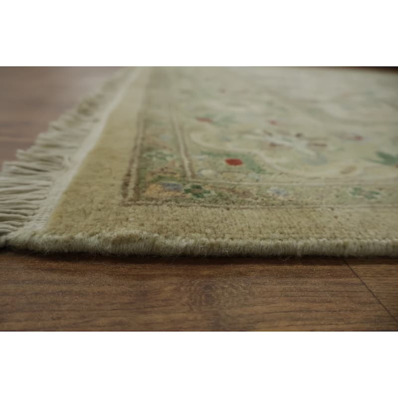 Hand Knotted Oriental 100% Wool Carpet Traditional All-Over Beige & Ivories Ziegler Area Rug - 8' 11'' X 6' 1''