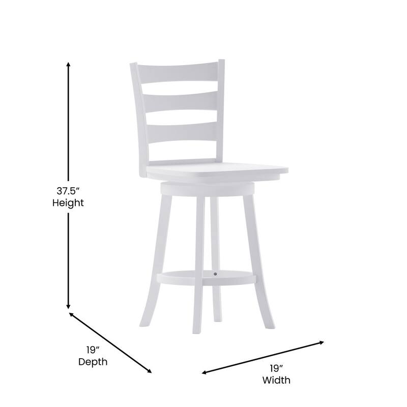 Ladderback Wooden Swivel Counter Stool with Footrest