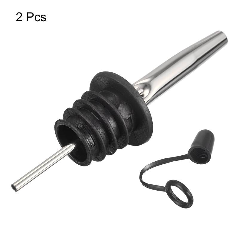2pcs Stainless Steel Liquor Pourer Flow Wine Bottle Pour Spout, Silver
