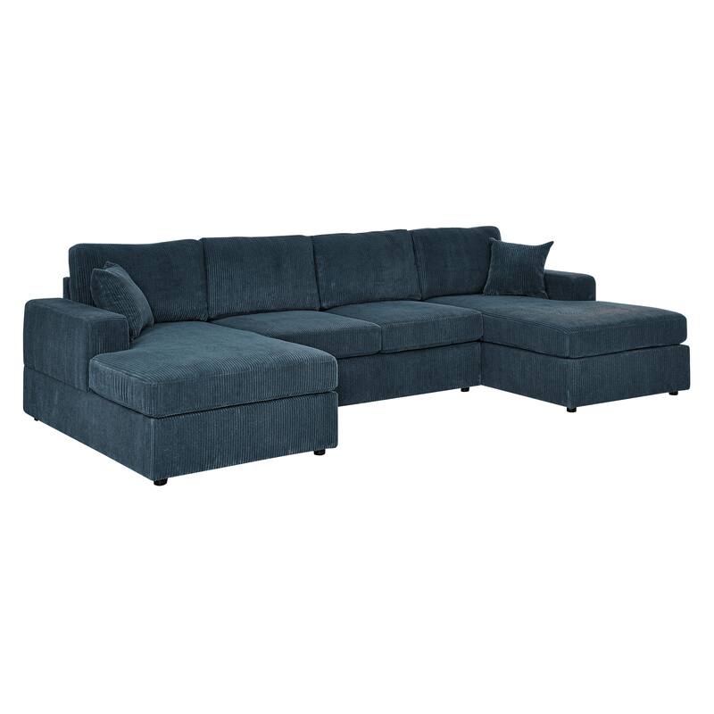 3 - Piece Corduroy Double-Chaise Sectional with engineered wood frame,foam-filled cushions,corduroy upholstery