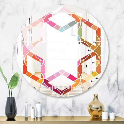 Designart 'Geometrical Retro Design II' Modern Round or Oval Wall Mirror - Hexagon Star