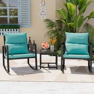 Outdoor Rocking Chair White Frame with Cushion Water-Resistant - Bed ...