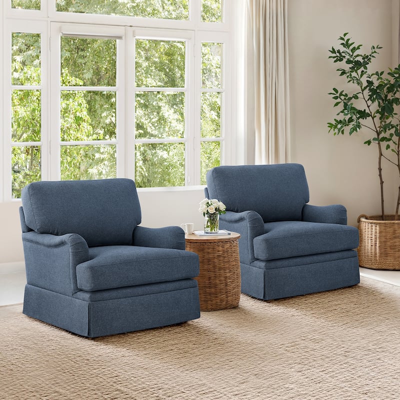LUE BONA Swivel Fabric Single Sofa with a Removable Storage Ottoman, Living Room Accent Chair Set with Ottoman
