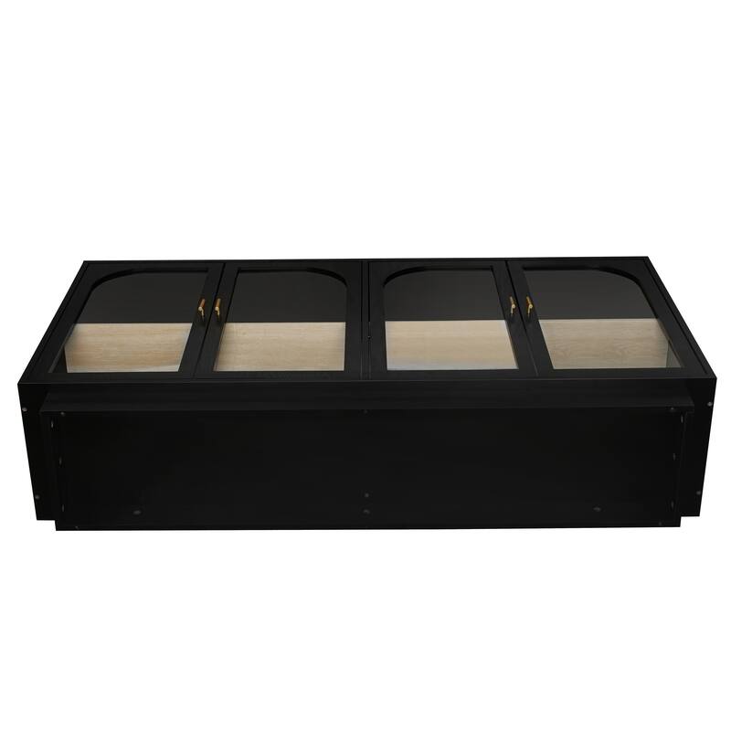 Display Cabinet Storage Cabinet Buffet Sideboard with Acrylic Door & Adjustable Shelves, Black Display Case TV Console Table