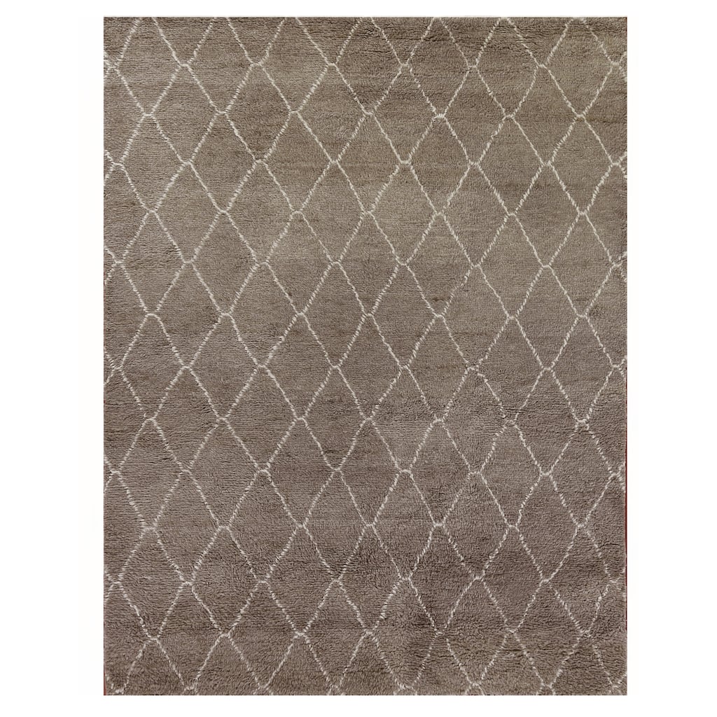 Moroccan hand-knotted New Zealand Wool Gray Area Rug