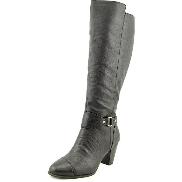 Giani Bernini Cagney Wide Calf Women Round Toe Leather Black Knee High Boot