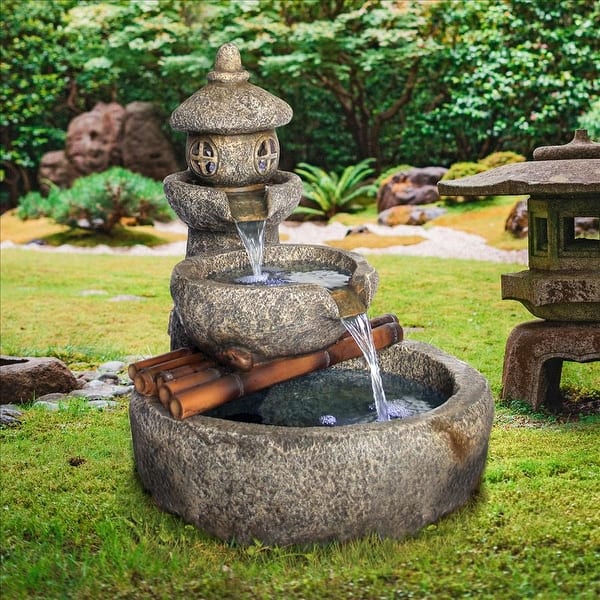 slide 2 of 3, Design Toscano Tranquil Springs Pagoda Garden Fountain