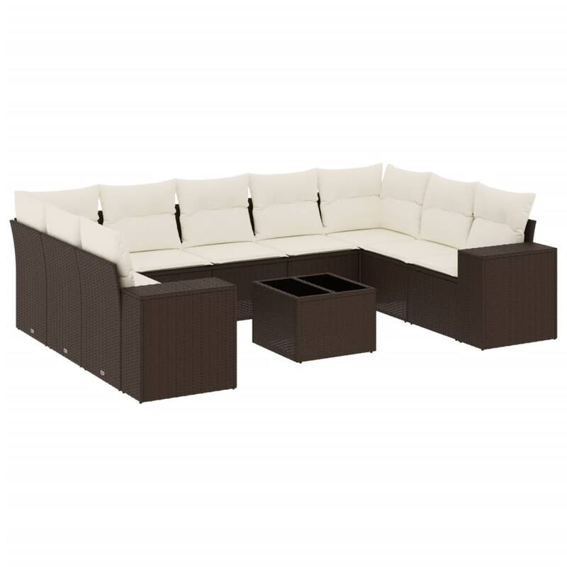 vidaXL Patio Sofa Set with Cushions Outdoor Conversation Furniture Poly Rattan