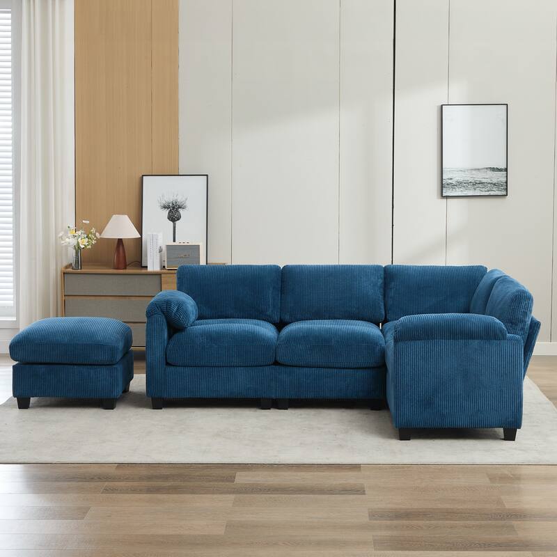 Multi-Seater Corduroy Sectional Sofa, Soft & Comfortable Corner Sofa