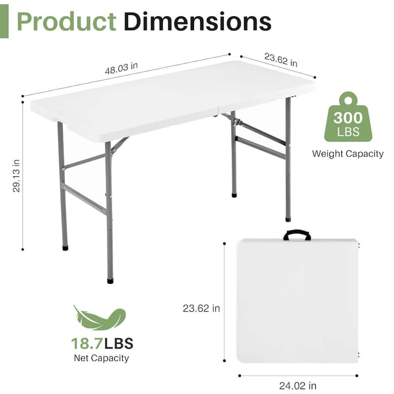 Outdoor Folding Dining Table Portable Plastic Desk with Carrying Handle for Camping Picnic