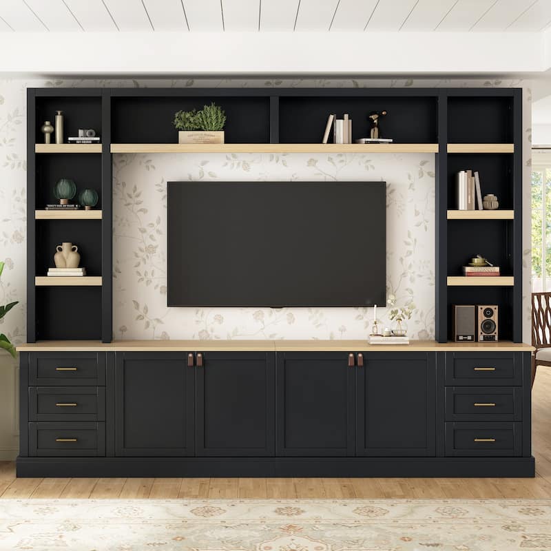 Entertainment Center Wall Unit with Bookshelves