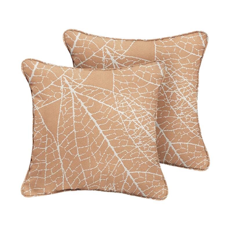 Sorra Home Outdura Laurel Sorbet Indoor/Outdoor Corded Square Pillows (Set of 2)