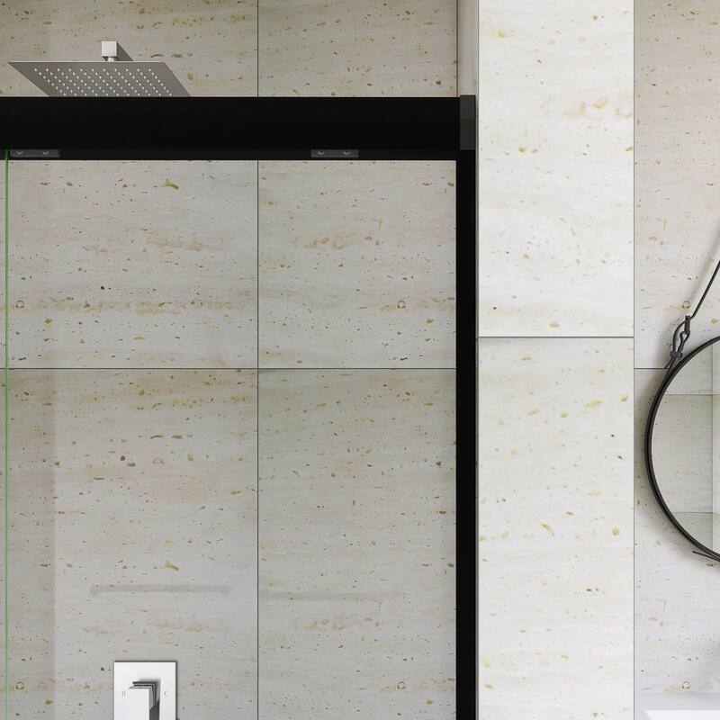 Double Sliding Framed Shower Door in Matte Black Finish