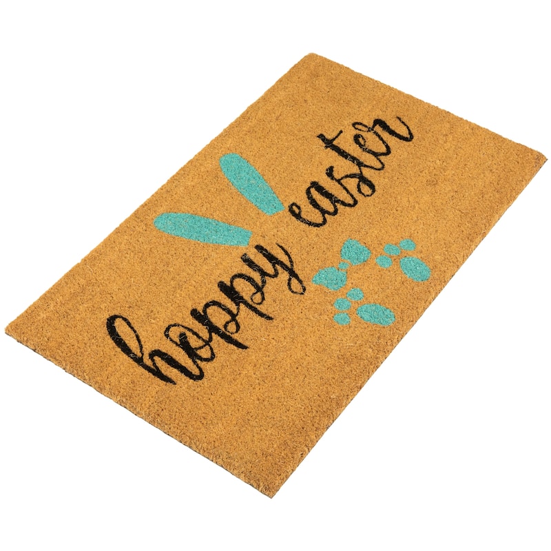Natural Coir "Hoppy Easter" Outdoor Doormat 18" x 30"