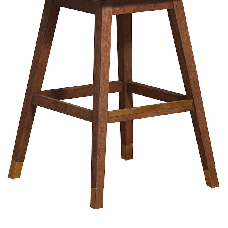 Stancoste Wingback Swivel Bar or Counter Stool with Wood Legs