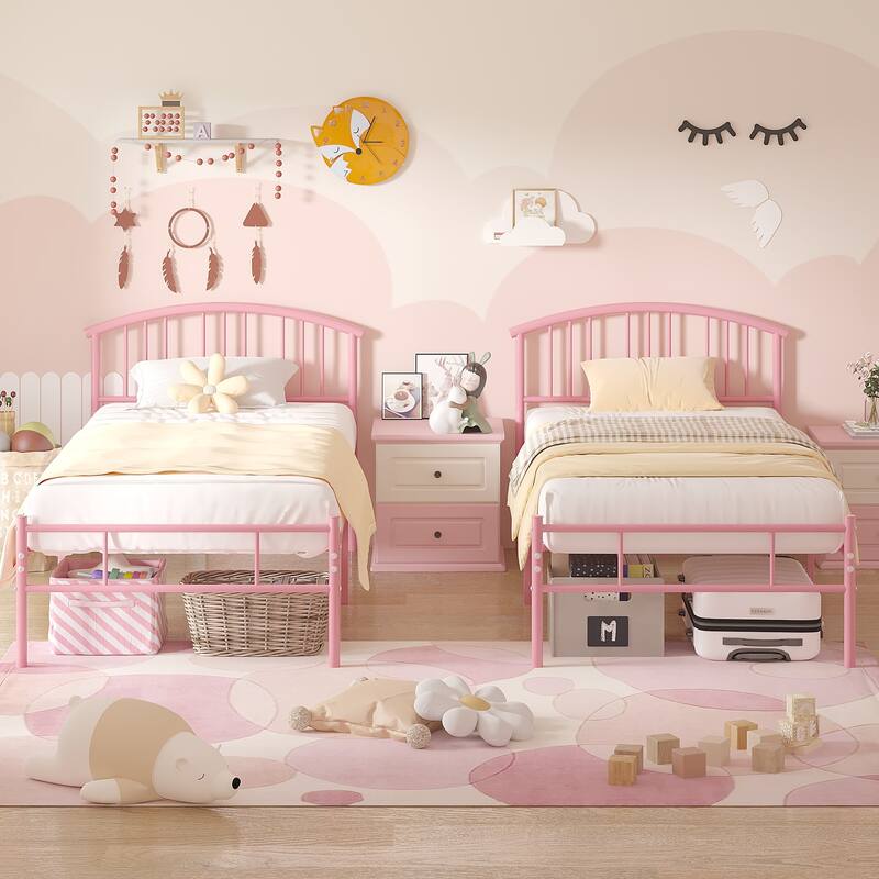 VECELO Bed Frame with Headboard & Metal Slat,Easy Set up- Twin/Full/QueenSize Bed