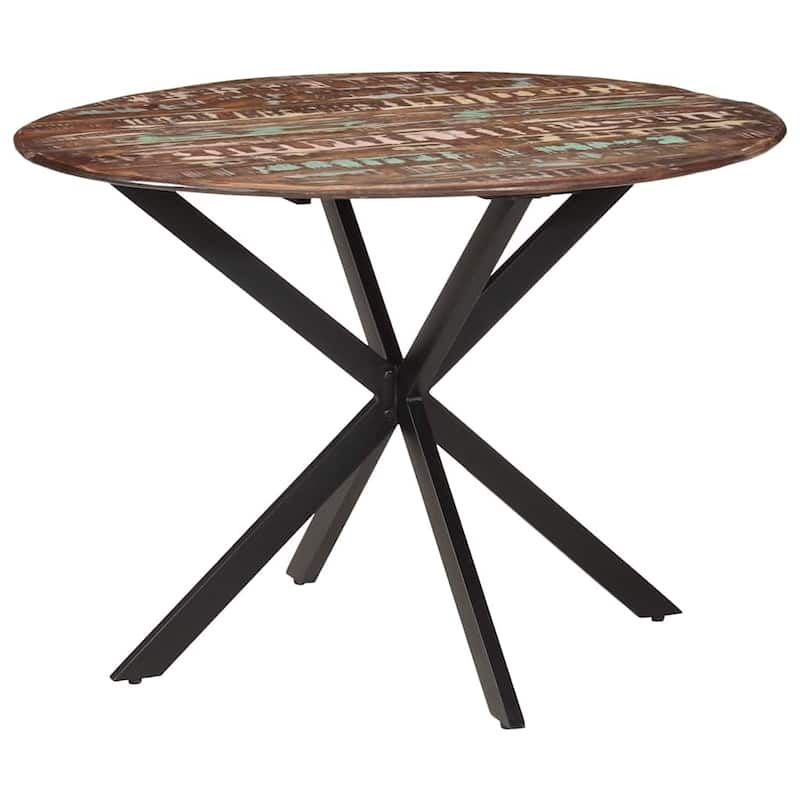 vidaXL Dining Table Ø43.3"x30.7" Solid Wood Reclaimed and Steel - Brown