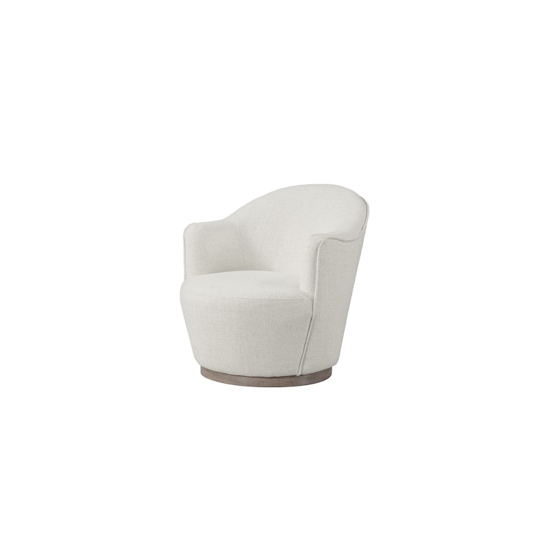 HomeRoots 27" Off White Fabric Swivel Barrel Chair - 27.4 in. x 30.7 in. x 32 in.