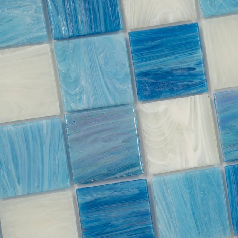 Apollo tile 12" x 12" Mingles Glossy Blue White Glass Tile (20 sq ft/case) - 20 Pack