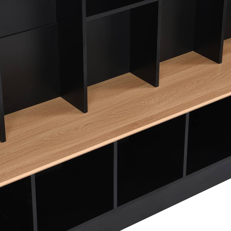 Large Hall Tree Coat Rack with Storage Bench, Modern Shoe Cabinet with Cube Storage & Shelves for Entryways, Mudroom
