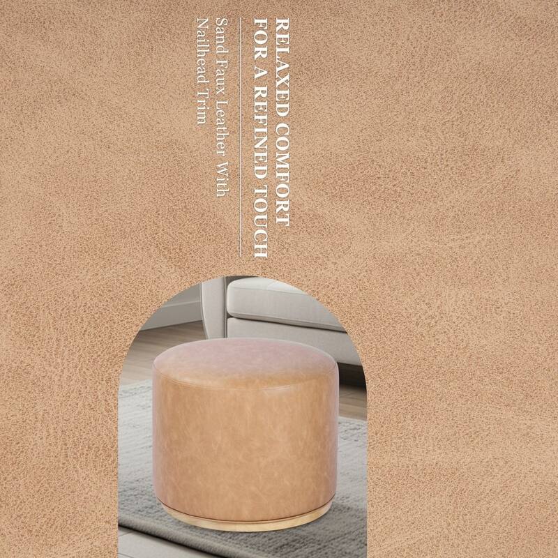 HomePop Drift Ottoman with Wood Base