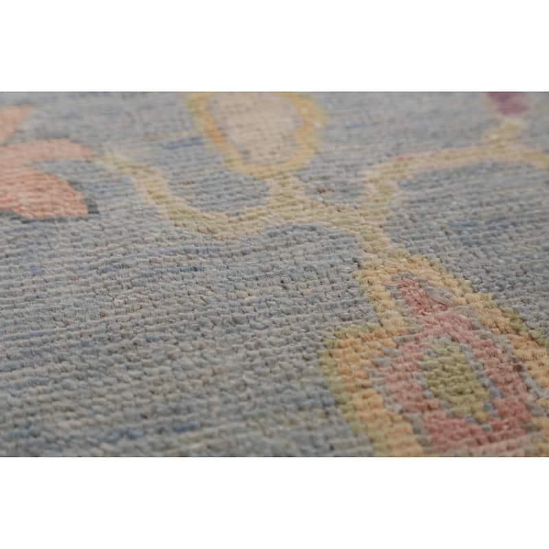 Hand Knotted Oriental 100% Wool Carpet Transitional All-Over Navy Blue & Blues Oushak Area Rug - 12' 2'' X 8' 9''