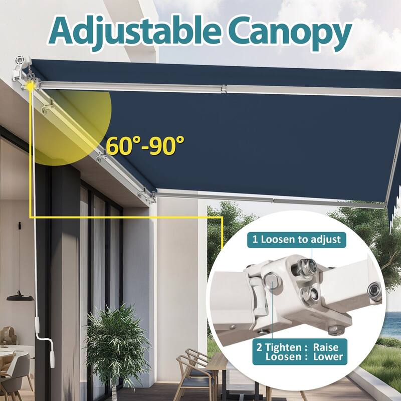 MCombo10x8Feet Manual Retractable Patio Door Window Awning Sunshade Shelter Outdoor Canopy