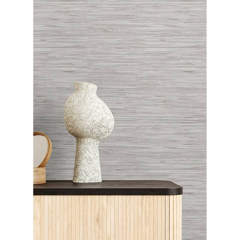 NuWallpaper Grey Faux Grassweave Peel and Stick Wallpaper