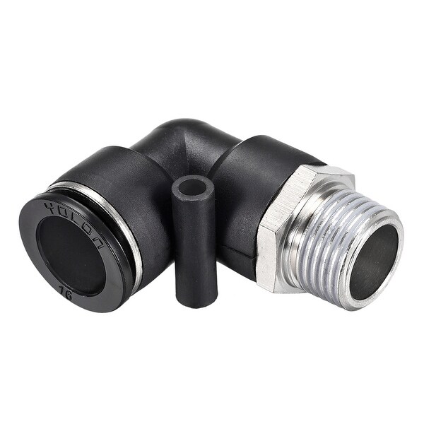 Push to Connect Tube Fitting Male Elbow 16mm Tube OD x1/2 NPT Push Fit Lock