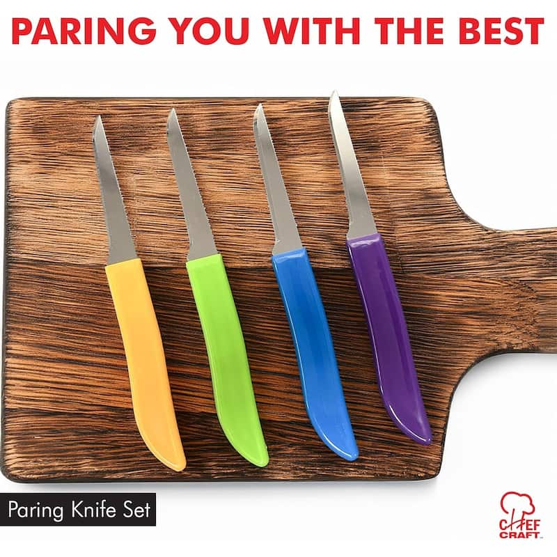Chef Craft 4pc Stainless Steel Blade Colorful Paring Knives Set