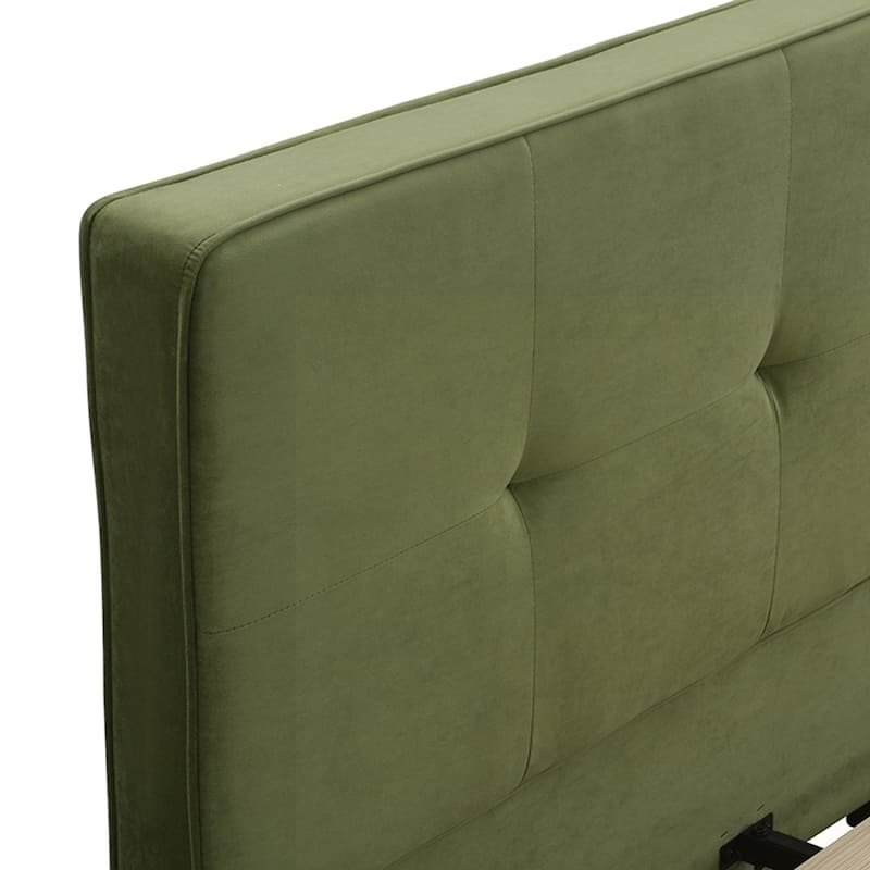 Upholstered Platform Bed with Curved Tufted Headboard