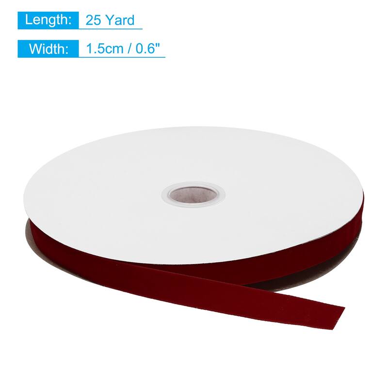 Velvet Ribbon 1 1/2 Inch Single Face Spool Silky for DIY Crafts - Wine Red - 5/8 Inch x 25 Yard