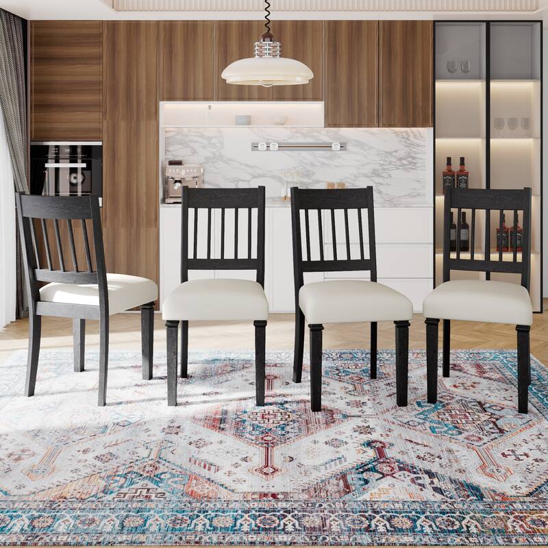 7-Piece Dining Table Set, Extendable Wood Dining Table with Removable Leaf, Kitchen Table Set with Upholstered Chair