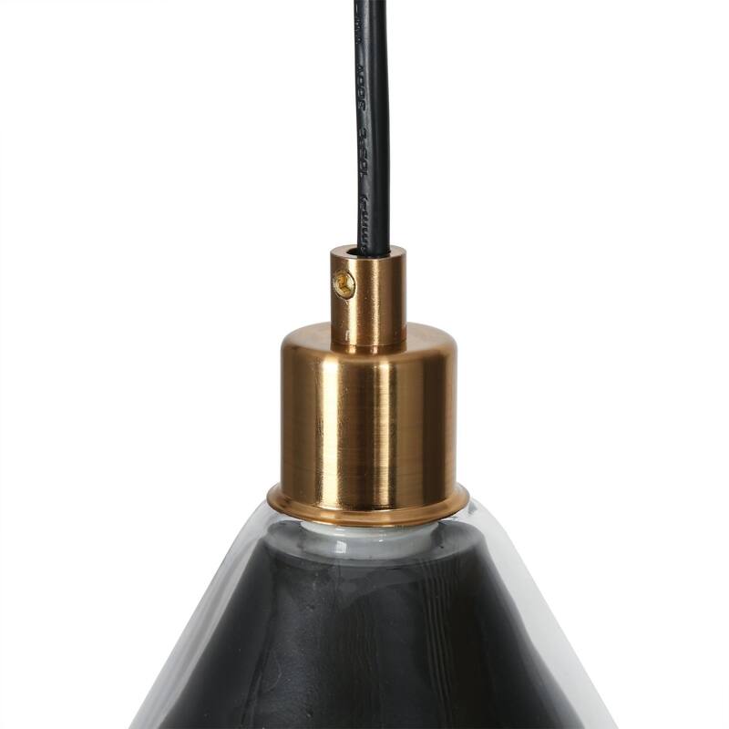 Petia Modern Farmhouse Black 3-light Cluster Glass Kitchen Entryway Pendant Lights - D 14.5'' x H 66''