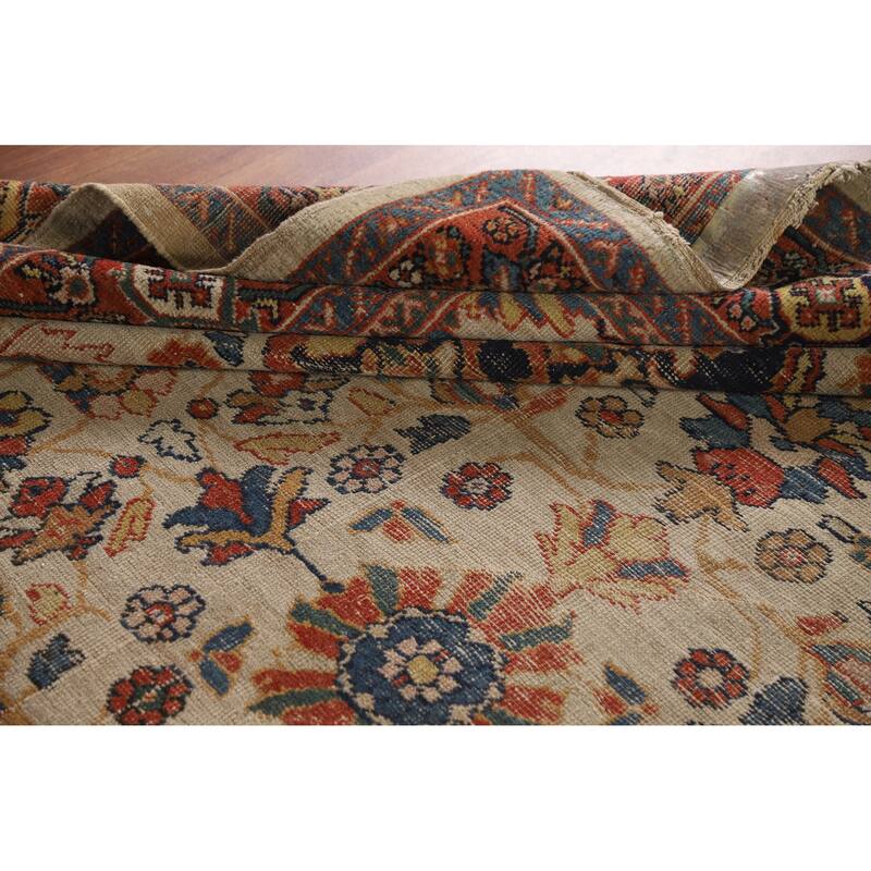Hand Knotted Oriental 100% Wool Carpet Traditional Floral Beige & Ivories Sultanabad Area Rug - 11' 10'' X 8' 8''