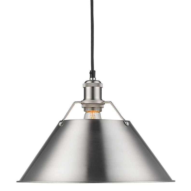Golden Lighting Orwell Single Light 14" Wide Pendant in Pewter with - Pewter