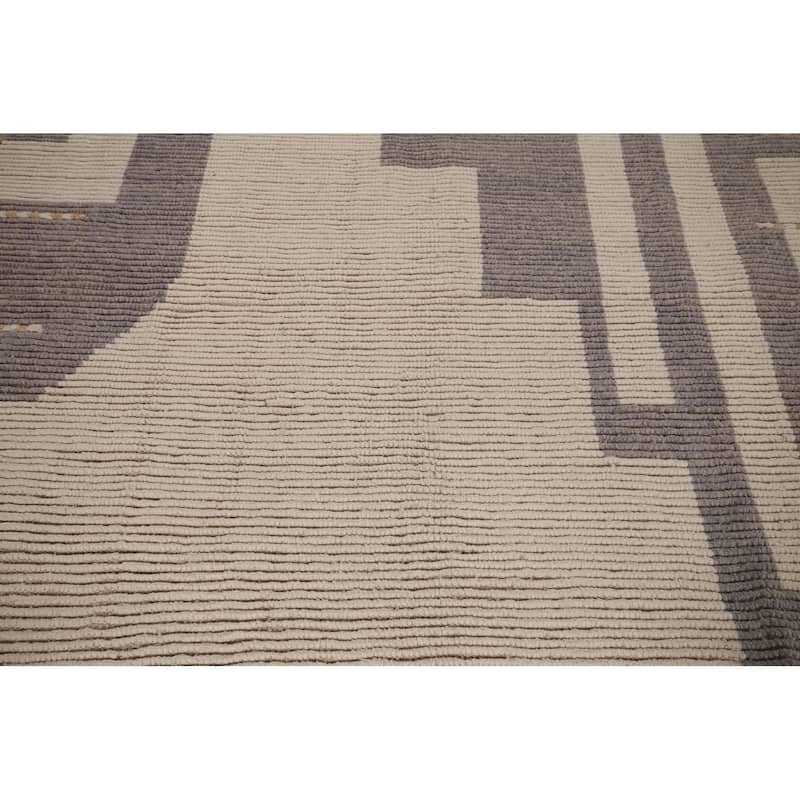Earth Tone Moroccan Modern Area Rug Hand-Knotted Wool Carpet - 6'0"x 9'9"