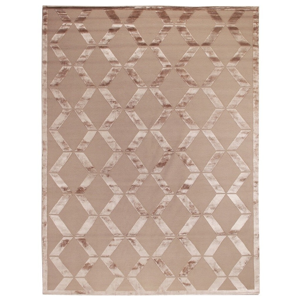 Exquisite Rugs Metro Velvet Beige Wool and Viscose Rug (6' x 9') - 6' x 9'. - 6' x 9'