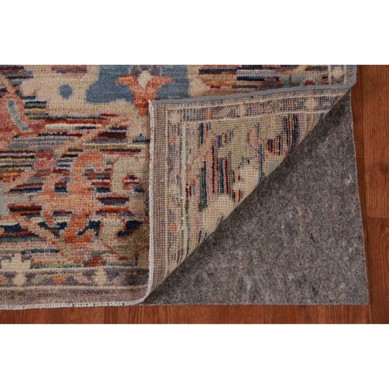 Hand Knotted Oriental 100% Wool Carpet Transitional Floral Multi-Colored Oushak Runner Rug - 19' 5'' X 2' 4''