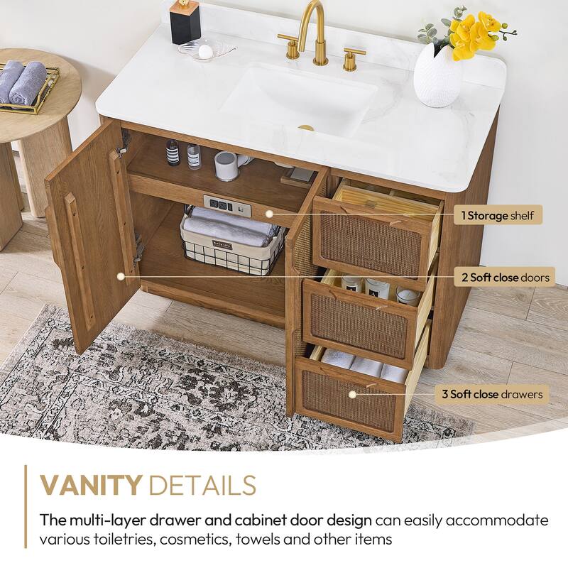 Busan Bath Vanity with White Quartz Stone Top without Mirror
